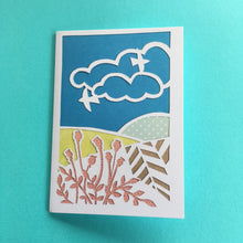 Load image into Gallery viewer, Set 2 of 4 greetings cards, prints of hand made paper cut landscapes