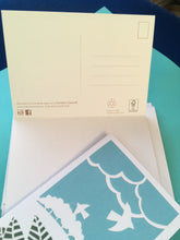 Load image into Gallery viewer, Set 3 of 4 greetings cards, prints of hand made paper cut landscapes