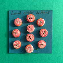 Load image into Gallery viewer, Pink/red/white buttons, polymer clay
