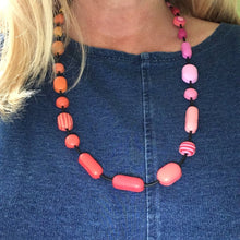 Load image into Gallery viewer, Comfits necklace in red, pink, orange and yellow contemporary necklace
