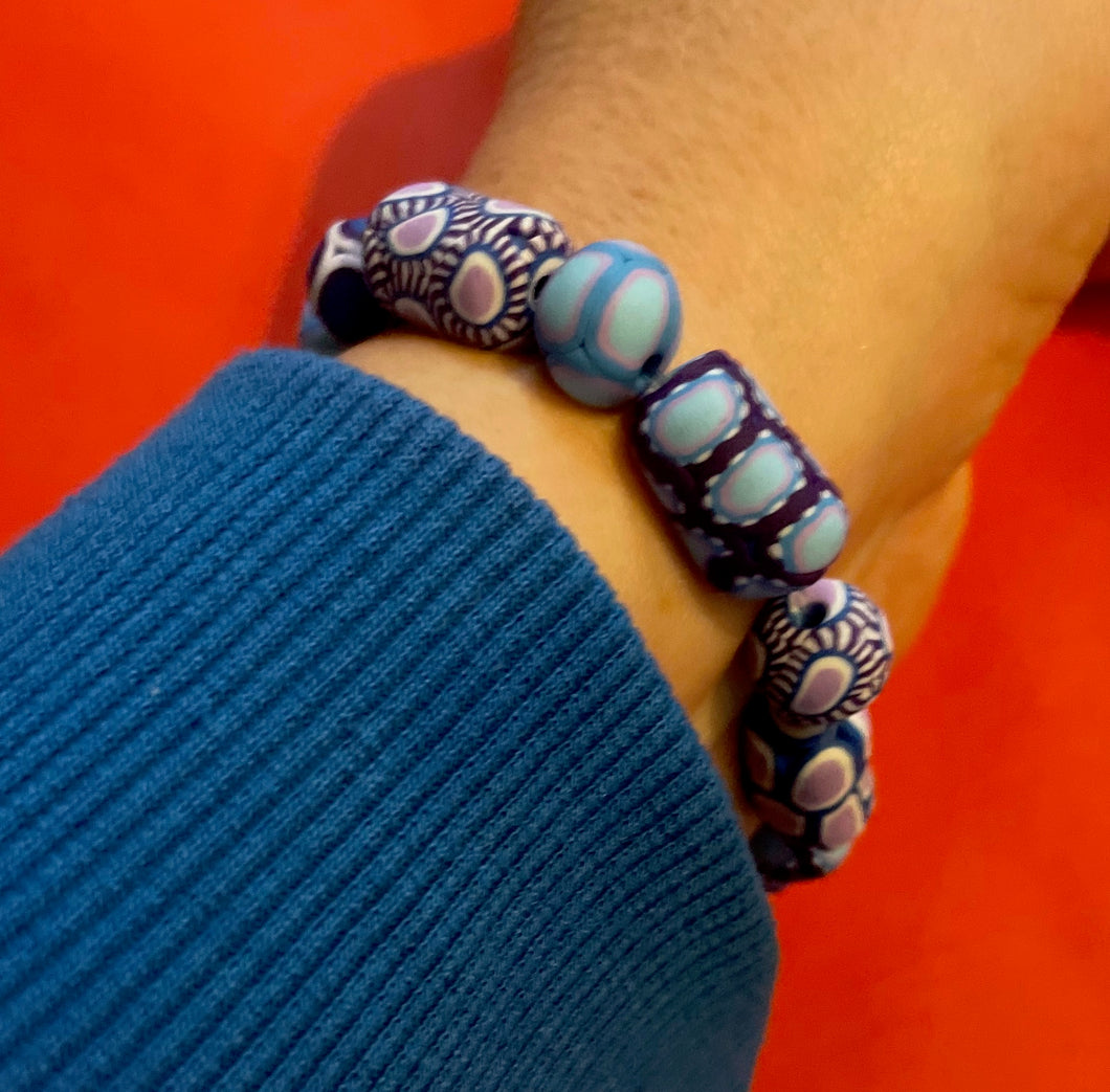 Purple and blue 'pebble' bracelet