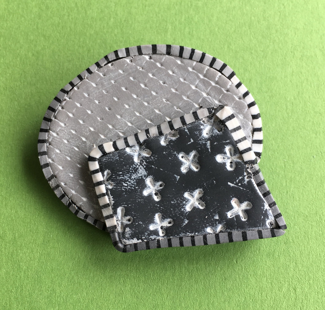 Abstract Black and grey brooch