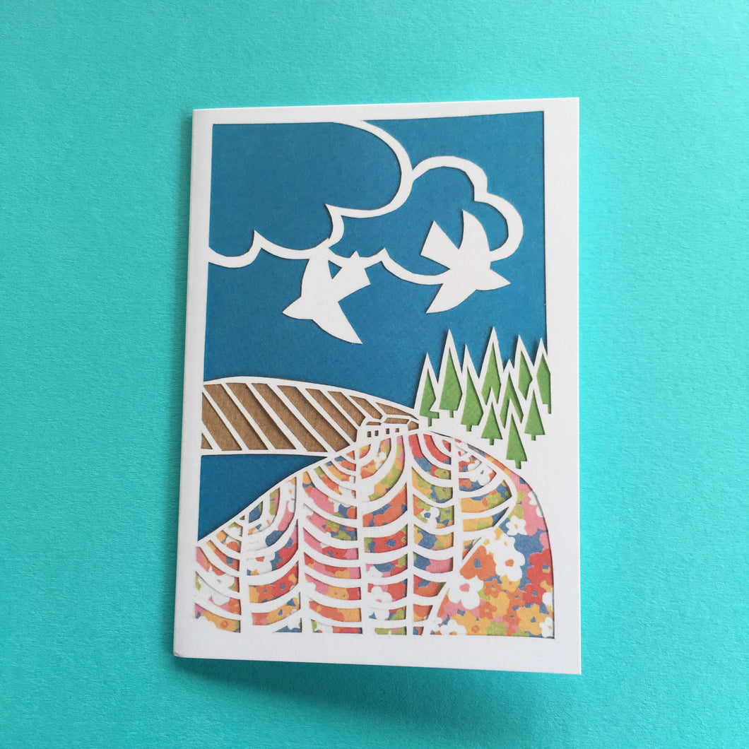 Lake design, greetings card