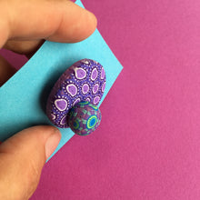 Load image into Gallery viewer, Purple and turquoise pebble brooch
