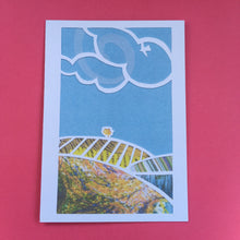 Load image into Gallery viewer, Set 3 of 4 greetings cards, prints of hand made paper cut landscapes
