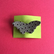 Load image into Gallery viewer, Black + white butterfly brooch
