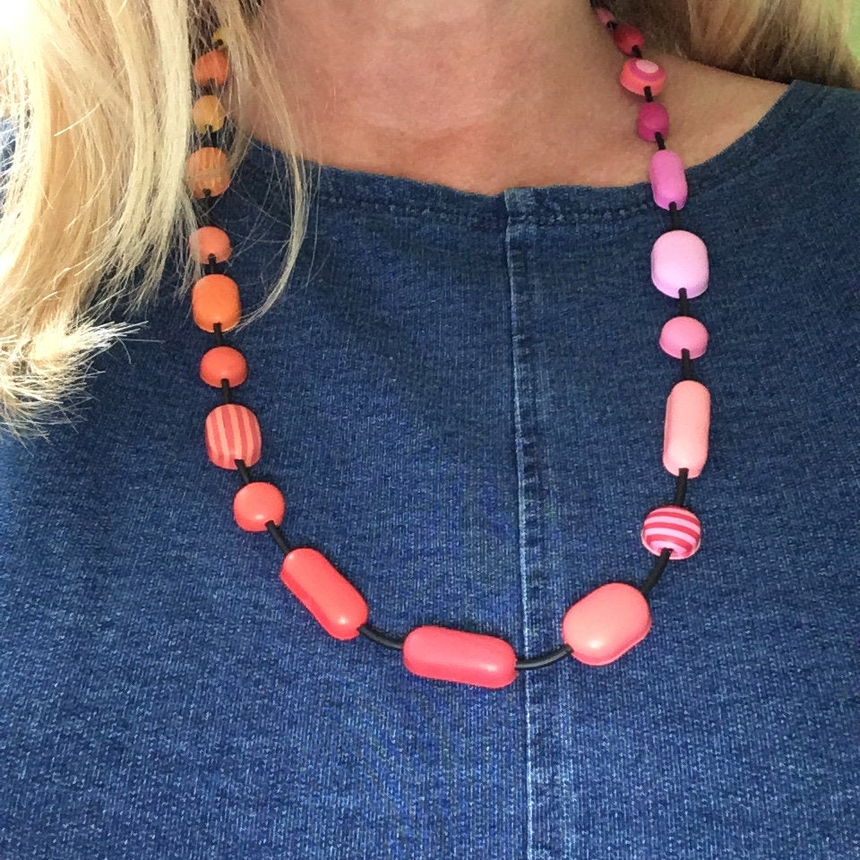 Comfits necklace in red, pink, orange and yellow contemporary necklace