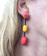 Load image into Gallery viewer, Comfit drop earrings in red, pink, orange and yellow
