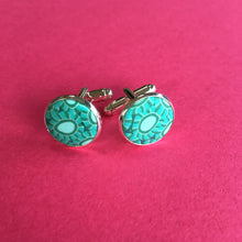 Load image into Gallery viewer, Cuff links with unique design in turquoise

