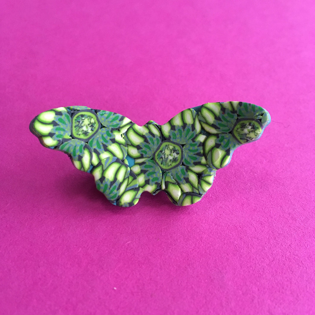 Butterfly brooch,  in polymer clay (green)