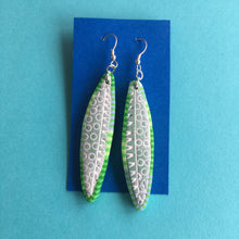 Load image into Gallery viewer, Drop earrings in abstract green design
