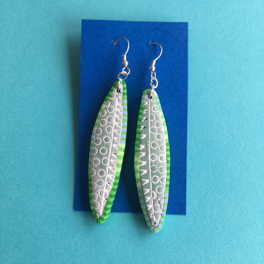 Drop earrings in abstract green design